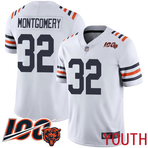 Chicago Bears Limited White Youth David Montgomery Jersey NFL Football #32 100th Season->chicago bears->NFL Jersey
